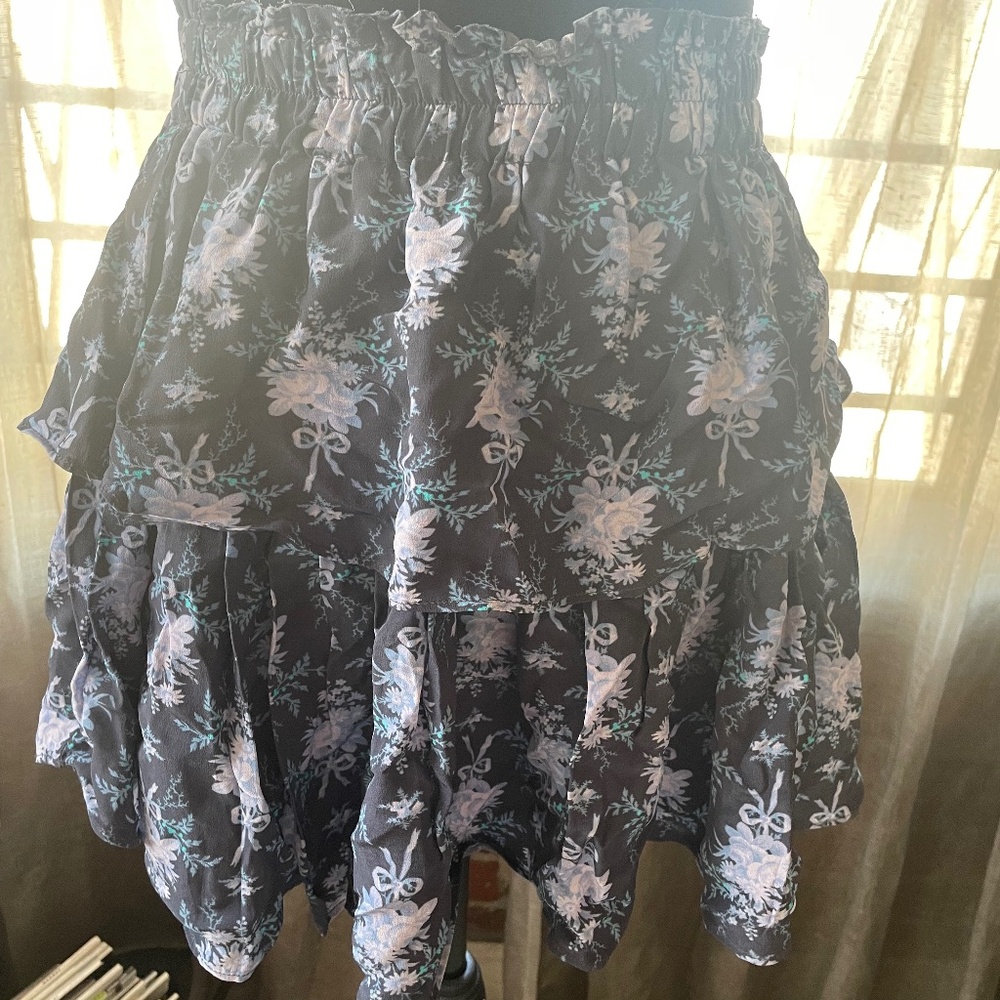 Love Shack Fancy Ruffle Mini Skirt in Blue Noir